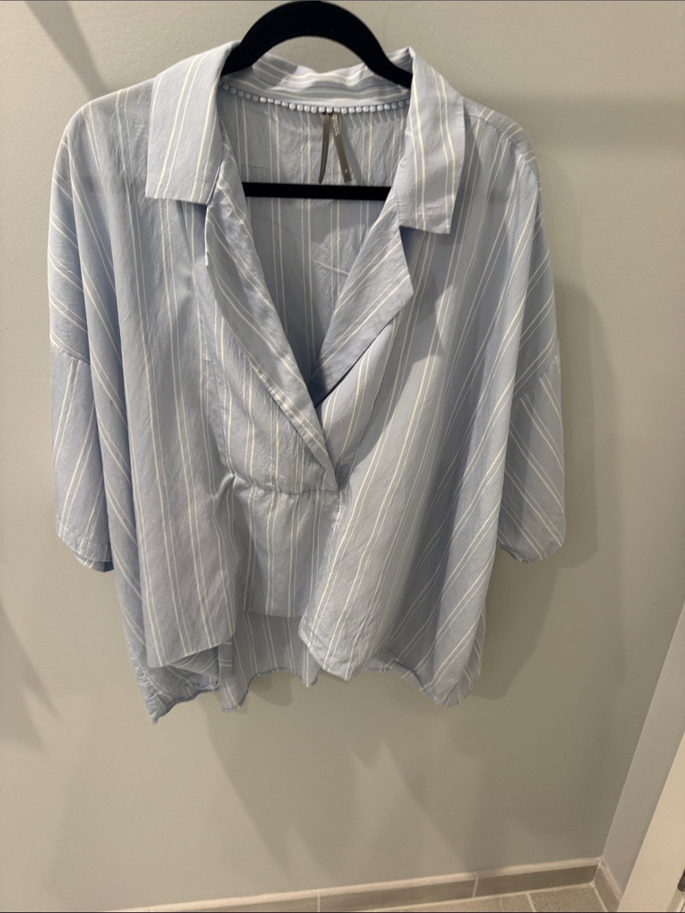 Anthropologie Light Blue and White Striped Blouse
